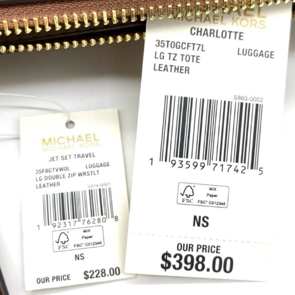 Michael Kors Large Charlotte Tote Bag & Double Zip Wallet Brown (NWT) - Picture 12 of 12